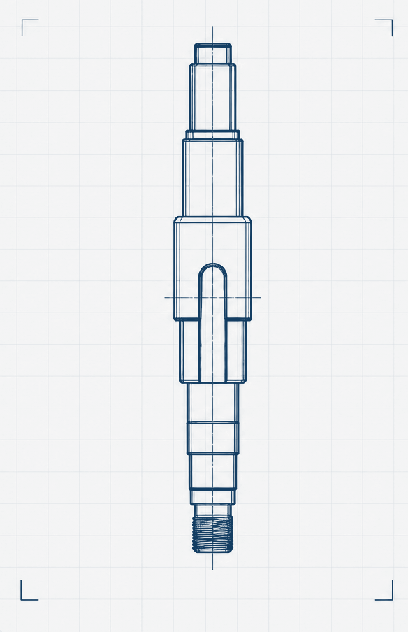 Technische Blueprint-Zeichnung: Rotorwellen