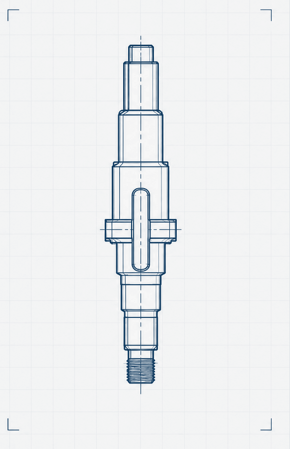 Technische Blueprint-Zeichnung: Rotorträger