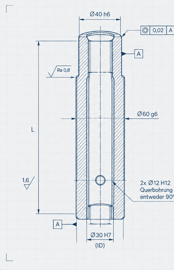 Technische Blueprint-Zeichnung: Hohlwellen